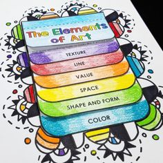 the elements of art coloring book is open and ready to be filled with colorful colors