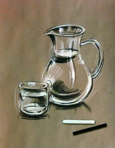 a drawing of a coffee pot and cup