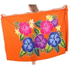 Elevate your beach day ensemble with the LA LEELA Women's Beach Bikini Swimwear Cover-Up Wrap Skirt. This versatile sarong is a must-have accessory for any summer wardrobe, offering a splash of vibrant orange adorned with a delicate floral pattern.

- **Size**: One size fits most; adaptable length for all body types
- **Material**: Lightweight fabric, perfect for warm weather
- **Color**: Orange with floral design
- **Gender**: Female
- **Features**:
  - Maxi length with self-tie closure for a c Vibrant Swimwear For Summer Beach Cover-up, Red Summer Sarong, Multicolor Sarong For Pool And Summer, Red Sarong For Summer Beachwear, Red Beachwear Sarong For Summer, Multicolor Cover-up For Beach Season Sunbathing, Multicolor Beachwear Cover-up For Sunbathing, Multicolor Cover-up For Sunbathing In Beach Season, Multicolor Cover-up For Sunbathing During Beach Season