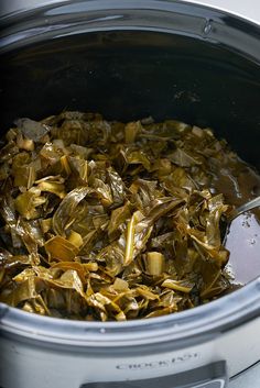 the food is cooked and ready to be put in the crockpot for cooking