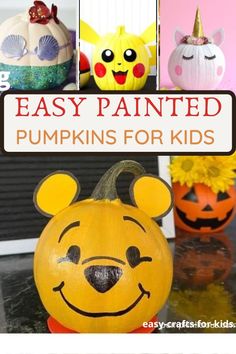 easy painted pumpkins for kids to make with their own hands and feet, including the faces