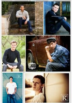 a collage of photos with men in different poses