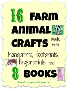 farm animal crafts with handprints, footprints, fingerprints and books for kids