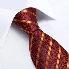 FEATURES Beautiful Eye-Catching Design High-Density Durable Fabric Perfect for Daily Dress, Business, Office, Meeting, Birthday, Wedding, Engagement, Ball Party and More Occasion. Comes in protective and simple packing, easy to wrap and ready to gift WHAT YOU GET Matching Necktie Matching Cufflinks Matching Pocket Square SPECIFICATIONS Material: 100% Jacquard Woven Silk Density of 1200 stitches Designer: Italian Necktie Size: 59.06''(150cm) in length and 3.35''(8.5cm) in width Handkerchief Size: Adjustable Red Suit And Tie Accessories For Wedding, Elegant Red Suit And Tie Accessories For Gift, Gold Tie For Father's Day Gift, Gold Tie Gift For Father's Day, Red Tie For Father's Day Gift, Red Adjustable Tie For Wedding, Red Adjustable Ties For Weddings, Adjustable Red Ties For Wedding, Red Adjustable Wedding Ties