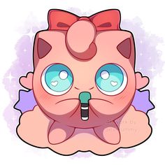 a pink cat with big blue eyes and a bow on its head