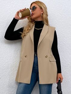 Long Vest Outfit Fall, Blazer Vest Outfits For Women, Long Vest Outfits For Women, Woman Vest Outfit, Long Vest Outfit, Plus Size Blazers, Blazer Plus Size