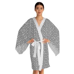 lounge and sleepwear, bridesmaid pajamas, lounge and sleep, bridal lingerie, kimono robe, womensclothing, bathrobe, kimono jacket, silk robe, honeymoon lingerie, holiday pajama, christmas pjs, couple pajamas Have you been searching for a holiday kimono robe? Well look no further! This kimono bathrobe jacket would make the perfect addition to your lounge and sleepwear this Christmas. With a figure-flattering shape, this chic mid-length robe features the signature flowing bell sleeves and a belt, making it an absolute delight for Japanese style enthusiasts. Each kimono is 100% made with Polyester for that smooth & silky feel. .: 100% polyester .: Light fabric (4.72 oz/yd²(160g/m .: Figure-flattering and versatile shape .: Smooth feel For matching Christmas pajamas and matching couples pjs, p Holiday Kimono, Kimono Bathrobe, Belt Making, Pajama Lounge, Couple Pajamas, Bridesmaid Pyjamas, Honeymoon Lingerie, Matching Christmas Pajamas, Christmas Pjs