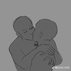 a drawing of two people hugging each other