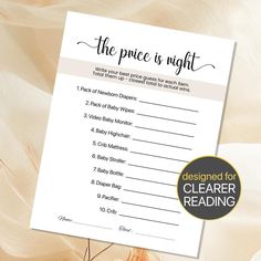 the price is right printable baby shower game for boys or girls with flowers on it