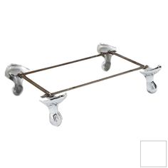 a metal rack with two wheels on it