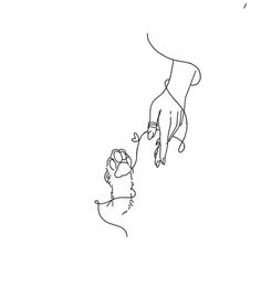 a line drawing of a hand reaching out to another hand holding something in the air