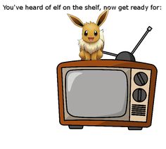 a cartoon rabbit sitting on top of an old tv with the words you've heard off on the shelf, now get ready for