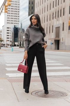 Business Casual For Women In Winter: 60+ Cozy Classy Winter Work Outfit Ideas (ULTIMATE!) Turtleneck With Sweater, Pretty Oatmeal