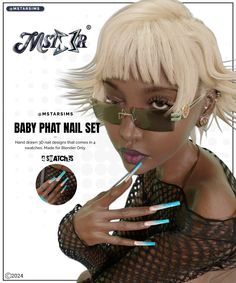 an advertisement for the new baby phat nail set, featuring a woman with long blonde hair