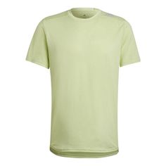 Men's adidas Solid Color Logo Sports Round Neck Short Sleeve Acid Green T-Shirt HC9829 Adidas Crew Neck Running T-shirt, Adidas Sportswear T-shirt For Gym, Three Stripes Short Sleeve T-shirt For Gym, Green Crew Neck T-shirt For Light Sports, Adidas Green Sportswear Top, Adidas Three Stripes Crew Neck Activewear, Adidas Cotton Gym Tops, Green Athleisure Tops With Three Stripes Branding, Adidas Breathable Sports Tops