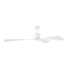 a white ceiling fan with three blades on it