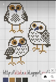 a cross stitch pattern with two birds on it