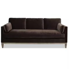 Jennifer Taylor Knox 84 in. Pillow Square Arm Modern Farmhouse Performance Velvet Living Room Sofa Couch in Deep Brown 64110-3-V035 - The Home Depot Farmhouse Sofa, Velvet Living Room, Jennifer Taylor, Deep Brown, Room Sofa, Living Room Sofa, Sofa Couch, Modern Farmhouse, Natural Wood