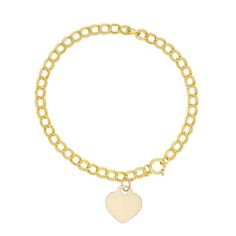 "Decorated with a dangling heart charm, this Charming Girl bracelet is a sweet addition to her jewelry collection. Decorated with a dangling heart charm, this Charming Girl bracelet is a sweet addition to her jewelry collection. Length: 6 in. Clasp: spring ring Nickel free Metal: brass Plating: 14k gold Finish: polished Packaging: boxed Please note, due to the high value of this item, a signature may be required upon delivery. Size: 6"". Gender: female. Age Group: kids. Material: 14 Kt Gold." Heart Charm Bracelet, Spring Rings, Heart Charm, Gold Finish, Chain Bracelet, Gender Female, Gold Filled, Jewelry Collection, Jewelry Watches