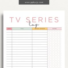 the tv series log is shown in this printable