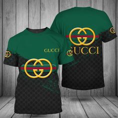 Gucci Yellow Logo Green Black Luxury Brand T-Shirt Outfit For Men Women Outfit Trending 2023 Gucci Yellow, Yellow Logo