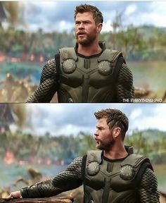 the avengers movie scene is shown in two different frames, one with an image of thor and