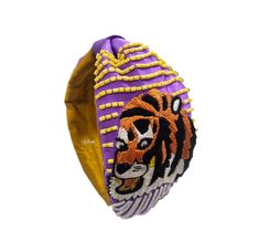 Wide Embellished Knot Headband * 1 piece * Width: approx. * Embroidery, Seed Bead * Hand Made Headband Game, Lsu Game Day, Lsu Game, Geaux Tigers, Knot Headband, Turbans, College Football, Seed Bead, Tigers