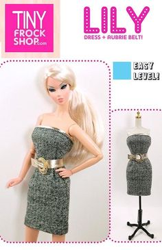 Tiny Frock Shop PDF Pattern - Lily Dress with Belt! - Tiny Frock Shop Doll Dress Design, Bunny Tips, Gene Doll, American Duchess, Dollhouse Clothes, Free Barbie, Barbie Sewing, Lily Dress, Barbie Wardrobe