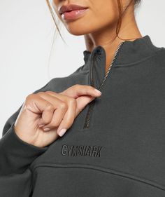 Gymshark Heavyweight Loopback Sweat Pullover - Asphalt Grey | Gymshark Functional Long Sleeve Activewear, Relaxed Fit Tops With Ribbed Cuffs, Functional Tops With Ribbed Cuffs And Relaxed Fit, Oversized Half-zip Sweatshirt For Sports, Oversized Half-zip Athleisure Top, Relaxed Fit Functional Tops For Loungewear, Sporty Funnel Neck Sweatshirt For Everyday, Everyday Sporty Sweatshirt With Funnel Neck, Everyday Athleisure Sweatshirt With Funnel Neck