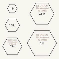 four hexagonals are shown with measurements for each one