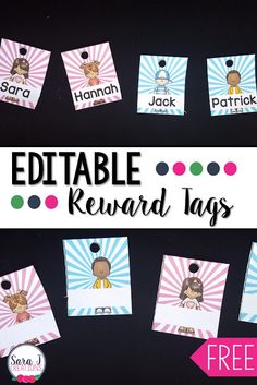 editable reward tags for kids to use with their own name and pictures on them