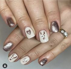 Christmas Neutral Nails, Navidad Nails, Reindeer Nails, Spring Break Nails, Minimal Nails Art, Hard Gel Nails, Wow Nails, Broken Nails