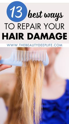 Say goodbye to fried locks and hello to healthy hair with our top 13 methods to repair heat damaged hair. Learn how to treat damaged hair and restore health to brittle, broken strands and split ends. From at-home conditioning treatments to protein masks, bond builders, nourishing oils, and styling tips, we've got you covered! Click through to our blog for all the tricks you need to revive your hair today! Hair Repair Diy, Chemically Damaged Hair, Treat Damaged Hair, Heat Damaged Hair, Repair Damaged Hair, Split Hair, Diy Hair Care, Damaged Hair Repair, Hair Problems