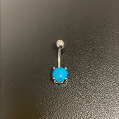 Blue Turquoise Stone Turquoise Belly Button Ring, Nickel-free Blue Turquoise Sterling Silver Ring, Nickel-free Blue Turquoise Ring In Sterling Silver, Nickel-free Sterling Silver Turquoise Ring, Blue Turquoise Sterling Silver Ring, Belly Button Ring, Belly Button Piercing, Button Ring, Ring Color