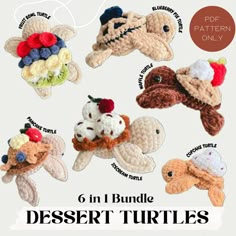 crochet pattern for 6 in 1 bundle of desert turtles