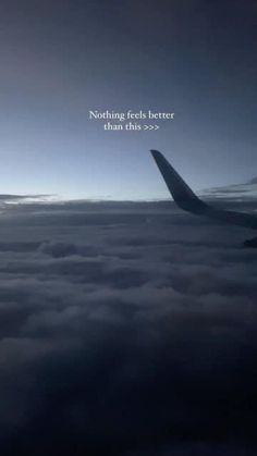 an airplane wing with the words nothing could better than this? written on it in white