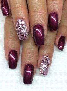 Cute Easy Nail Designs, Nails With Glitter, Nagellack Trends, Cute Simple Nails, Galaxy Nails, Simple Nail Art Designs, Nails Polish, Wine Top, Simple Nail Designs