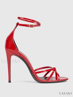 Lasaky - Premium Red Patent PU High Heel Sandals - Stylish Round Toe Design, Sky High Elegance Very High Heels, High Sandals, Womens Stilettos, High Shoes, Elegant Red, Evening Shoes, High Heels Stilettos, Dream Shoes, Toe Designs