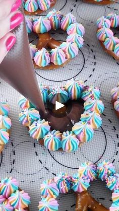 there are many donuts that have been decorated with icing