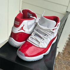 These Shoes Are Authentic And Fairly Used. Jordan 11 Cherry, Jordan Red, Womens Jordans, Jordan 11, Cherry Red, Jordan Shoes, Womens Shoes Sneakers, Jordan, Shoes Sneakers