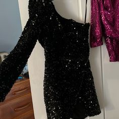 This Is A Very Gorgeous Dress, Brand New With Tags Still On It. Reason I Didn’t Wear It To Hoco Because I Ordered A Few And Liked The Pink One Better! Feel Free To Leave An Offer! Long Sleeve Sequin Dresses For Going Out, Mini Dress With Sequins For Going Out, Long Sleeve Sequin Mini Dress For Going Out, Glamorous One Shoulder Dress For Going Out, Black One Shoulder Sequin Dress, Black One-shoulder Sequin Dress, Black Sequin One-shoulder Dress, Grecian Maxi Dress, Puff Sleeve Gown