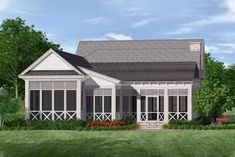 this is an artist's rendering of a house with porches and covered verandas