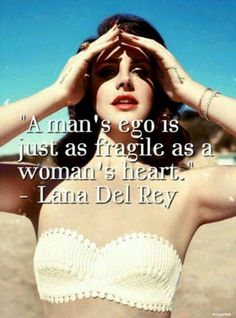 a woman in a white bra top holding her hands up to her face with the words lana del pey on it