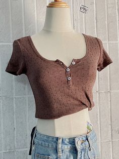 Note: Hand measurement will have discrepancy of about 1-3cm, 1 inch=2.54cm One size: Bust 56cm Shoulder 27cm Sleeve 14cm Length 41cm Cute Brown T-shirt For Summer, Brown Cotton Y2k Top, Brown Short Sleeve Y2k Top, Brown Short Sleeve Cotton Crop Top, Brown Cotton Short Sleeve Crop Top, Cute Brown Short Sleeve T-shirt, Cute Brown Summer T-shirt, Y2k Tops, Women Streetwear