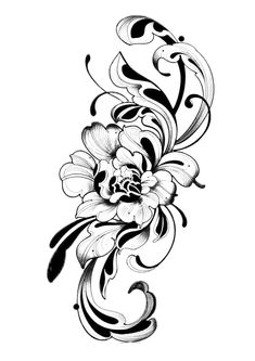 a black and white flower tattoo design