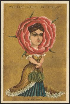 an old postcard with a woman holding a large flower in her hand and the words westland safety lamp company on it