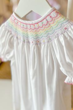 Spring 2023 Smocking Baby, Smocking Dress, Smocked Bishop Dress, Hand Smocked Dress, Smocking Patterns, Smocked Clothes, Smocked Dresses, Hand Smock, Girl Rainbow