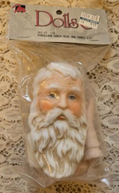 a close up of a plastic santa clause head