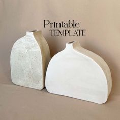 two white vases sitting next to each other on top of a brown background with the words printable template