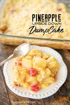 pineapple upside down dump cake on a plate